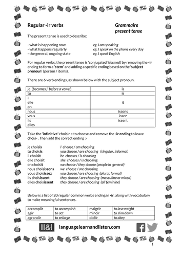 French - Regular -ir verbs