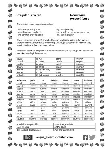 French - Irregular -ir verbs