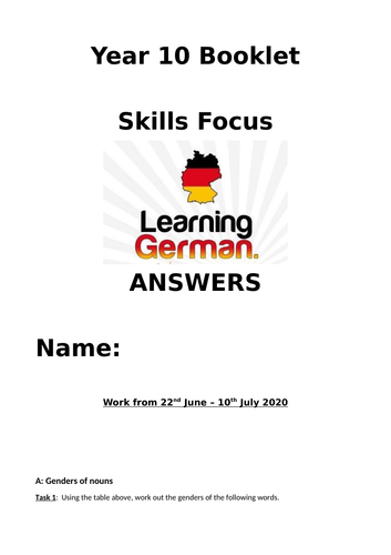 German skills booklet