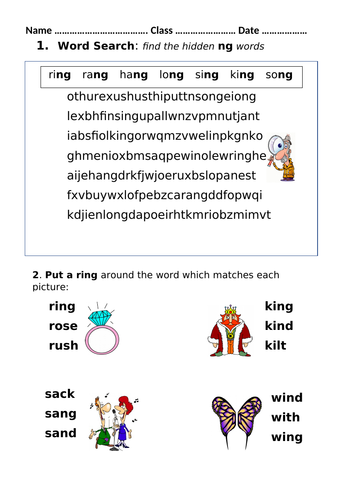 ng digraph worksheet Mrs Pryce's Funny Phonics