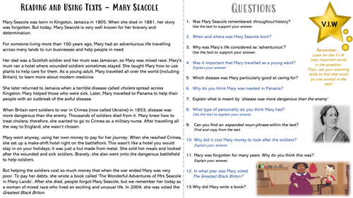 Mary Seacole Comprehension