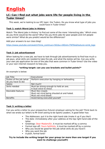 Tudors- responding to a job advert