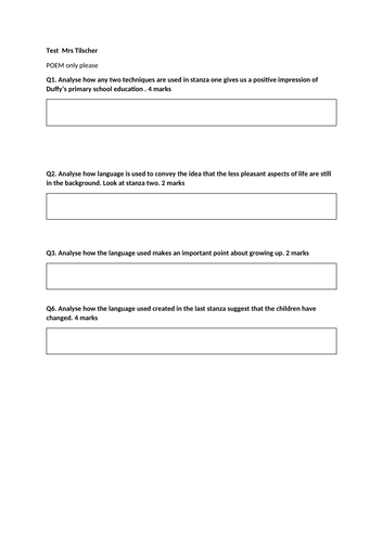 Mrs Tilscher questions