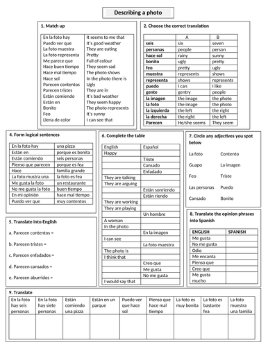 En la foto hay - Revision Sheet