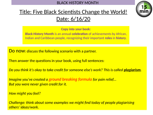 Black History Lesson-Five Black Scientists Change the World!