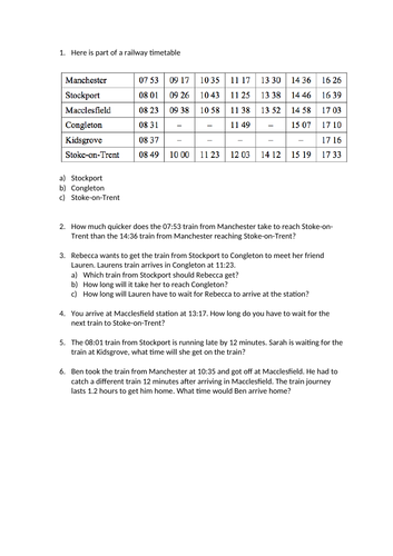 Year 6 maths time worksheet