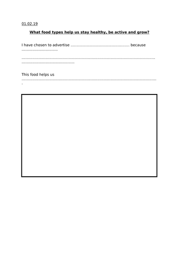 Healthy eating worksheet