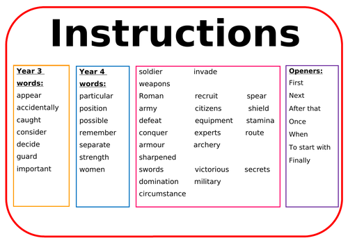 Instructions wordmat