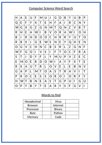 Computer Science Word Search | Teaching Resources