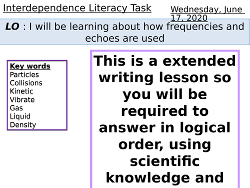 Interdependence Quiz and Literacy Task