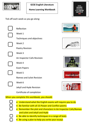 GCSE English  Literature Student Revision Booklet