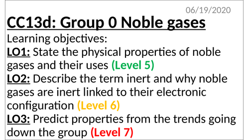 Edexcel CC13d Noble gases