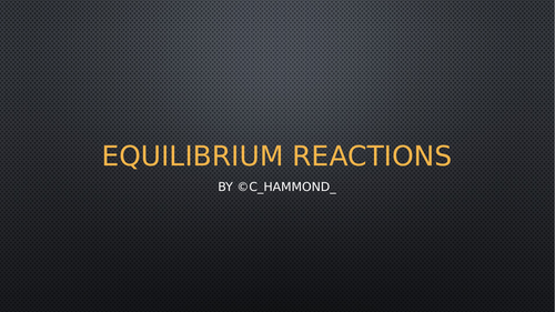 Chemistry Equilibrium Reactions