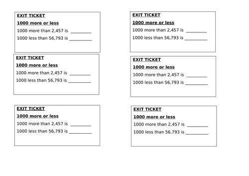 Maths Exit Tickets - Year 4 - Place Value