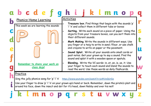 FREE Phonics home learning ideas - SATPIN