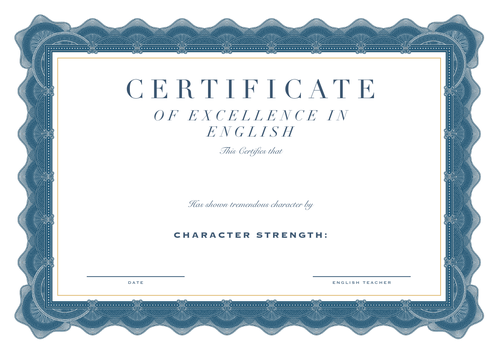 Certificate of Excellence in English