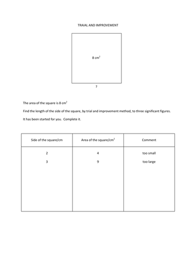 Trial and Improvement Method