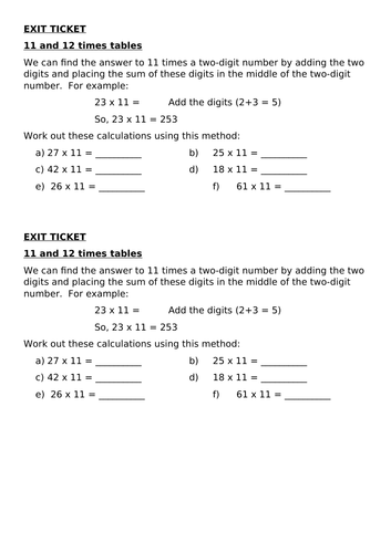 Exit Tickets Multiplication & Division 2
