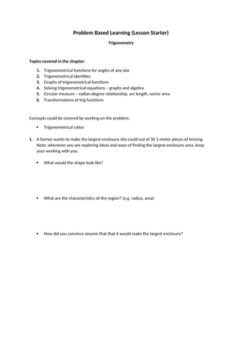 Trigonometry - As Level Mathematics - PBL