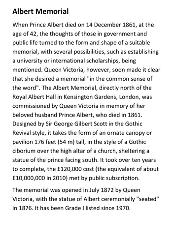 Prince Albert Memorial Handout