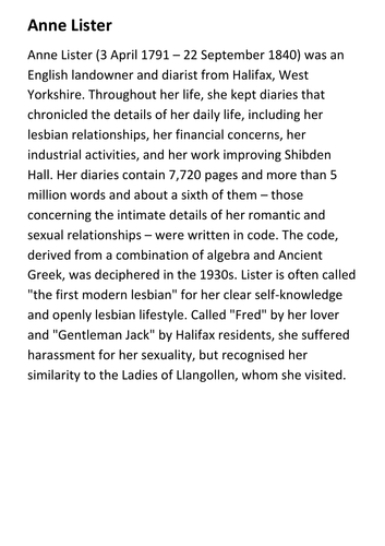 Anne Lister Handout