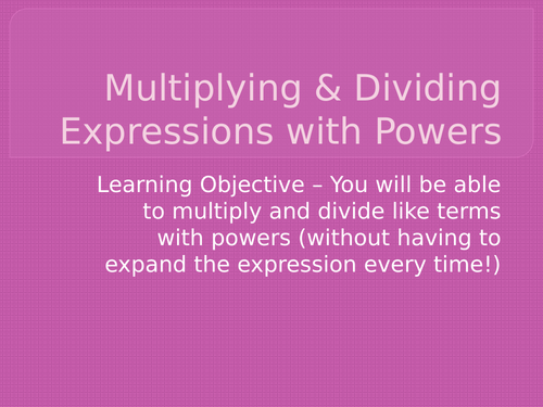 Index laws - introducing multiplying and dividing
