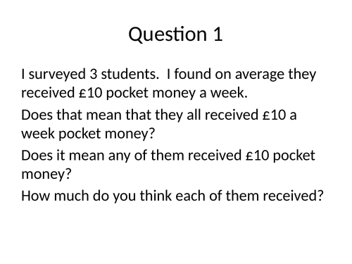 Averages Mean interesting questions