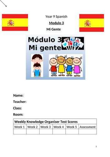 Year 9 Spanish GCSE Module 3 (Mi Gente) Booklet.