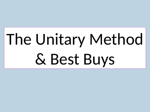 Unit cost and best buys in maths