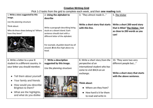 Low Ability Writing Grids