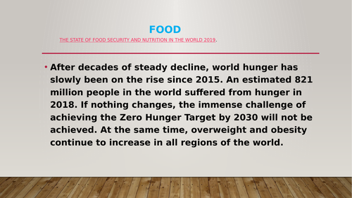 Food , Scarcity, its Importance and Sustanability