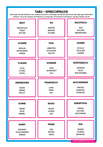 taboo word list printable