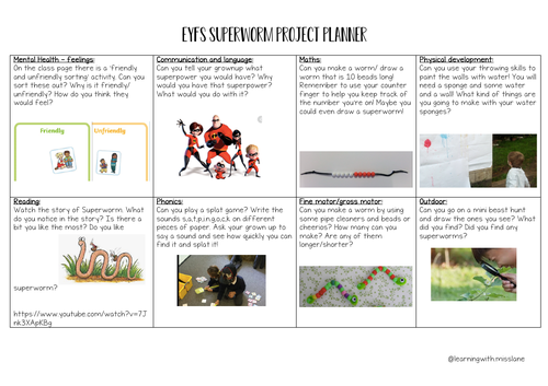 EYFS Superworm project planner