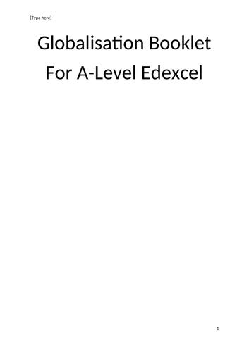A-Level Globalisation Booklet (Follows Edexcel oxford revision book)