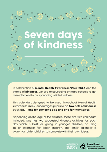 Seven Days of Kindness Calendar