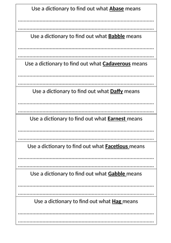 Dictionary work for new vocabulary