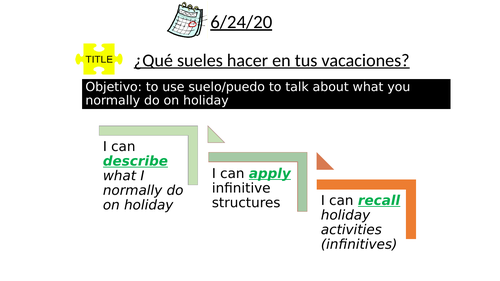 suelo/puedo hacer en vacaciones- holiday activities KS3