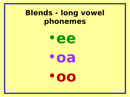 Letter Blends: (ee) (oa) (oo) Long Vowel Phonemes