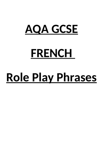 AQA GCSE French Role Play Phrases