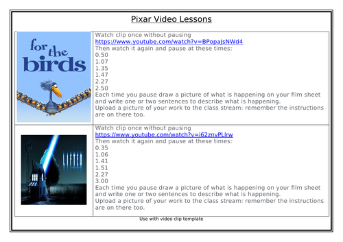 Pixar Shorts: Video Clip Task