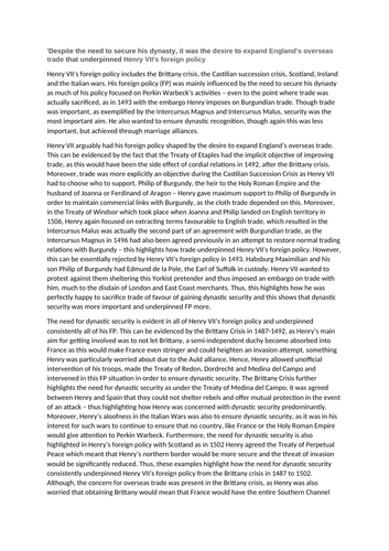 A-Level A*TudorEssayHenryVII'sForeignPolicy