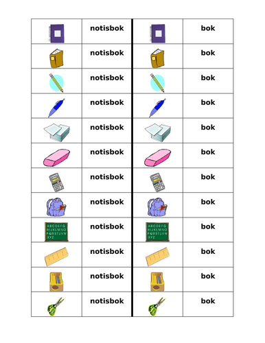 Skole materiell (School Supplies in Norwegian) Dominoes
