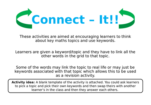 Connect it! KS3 Maths Keywords Activity