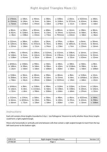 Right Angled Triangles Mazes