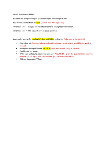 French Foundation Role Play 9