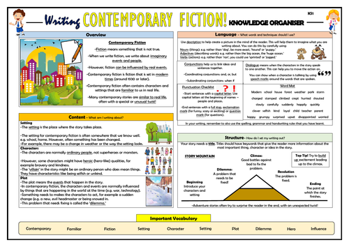 Writing Contemporary Fiction - KS1 Knowledge Organisers!