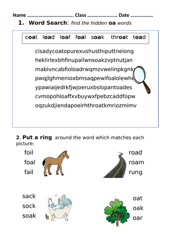 oa digraph worksheet Mrs Pryce's Funny Phonics