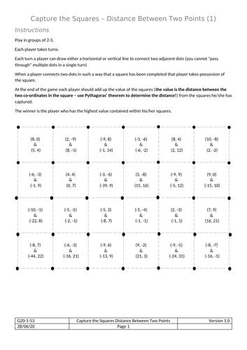 Capture the Squares Distance Between Co-Ordinates