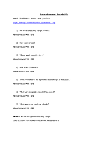 Business Disasters - Sunny Delight