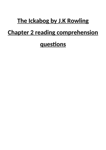 The Ickabog by J.K Rowling  Chapter 2 reading comprehension questions